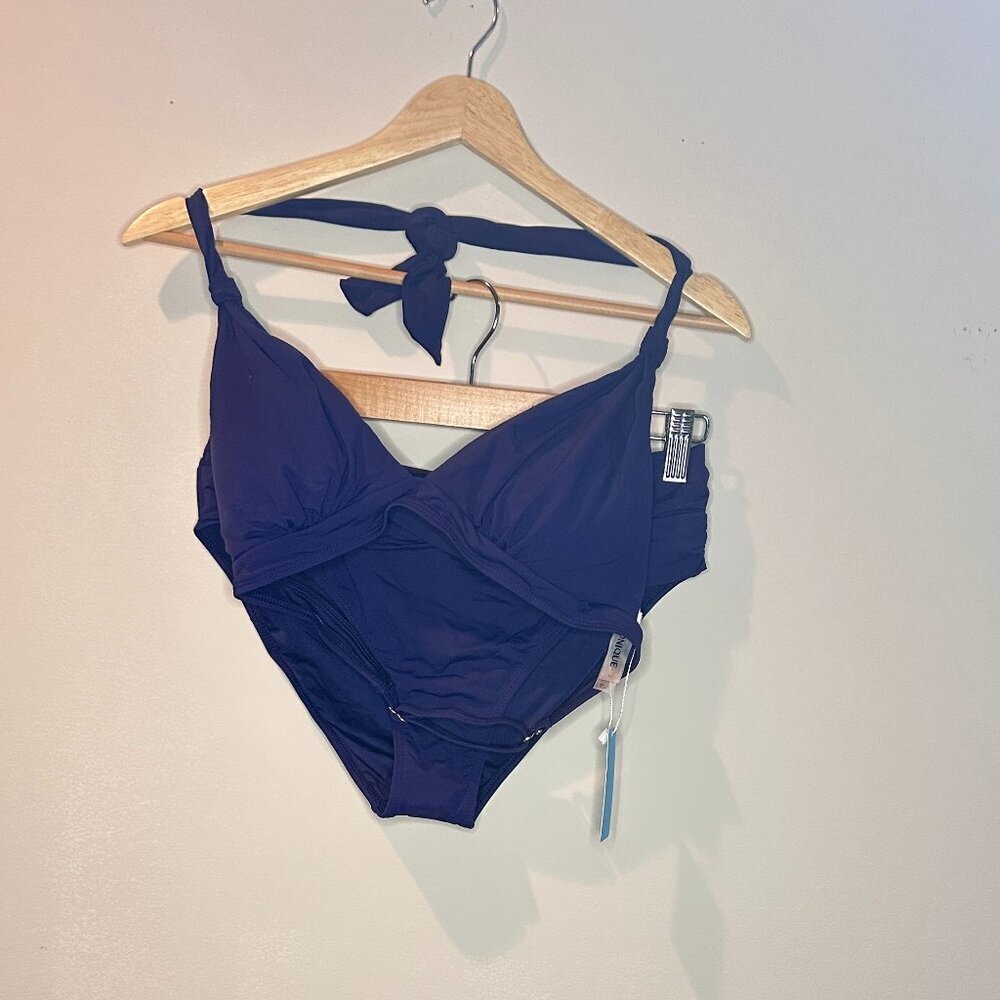 Women's Two Piece Bikini Set Swim Suit, Classic Navy Blue Medium